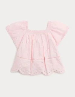 Pure Cotton Shell Broderie Top (2-8 Yrs)