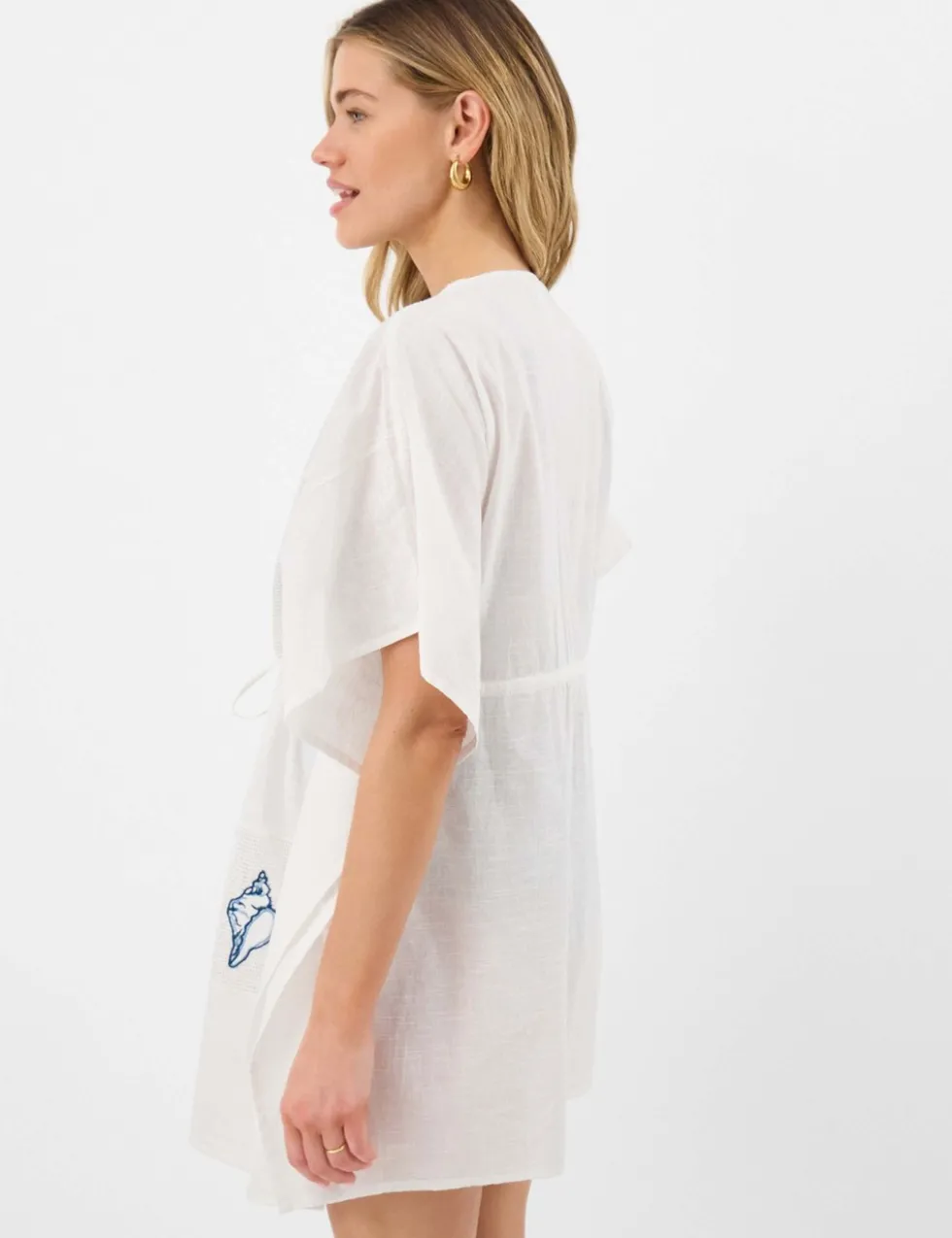 Pure Cotton Shell Patchwork Mini Beach Kaftan