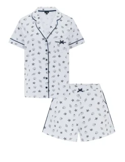 Pure Cotton Shell Print Revere Shortie Set