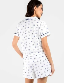 Pure Cotton Shell Print Revere Shortie Set