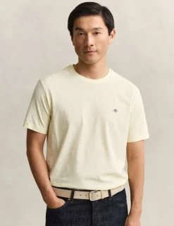 Pure Cotton Shield Logo Crew Neck T-Shirt