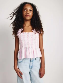Pure Cotton Shirred Bow Top (6-16 Yrs)