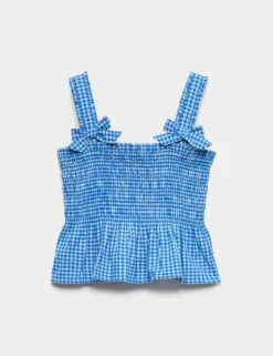 Pure Cotton Shirred Bow Top (6-16 Yrs)