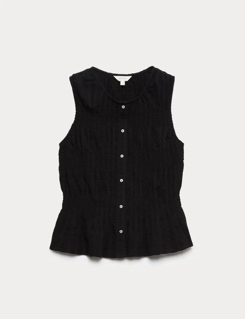 Pure Cotton Shirred Button Through Top