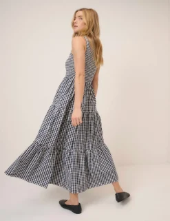 Pure Cotton Shirred Midaxi Tiered Dress