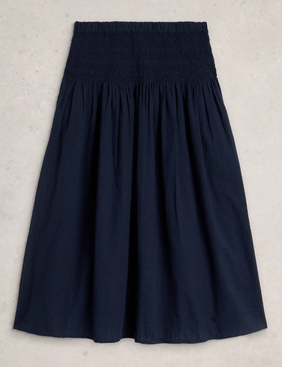 Pure Cotton Shirred Midi A-Line Skirt