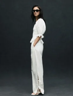 Pure Cotton Shirred Puff Sleeve Top