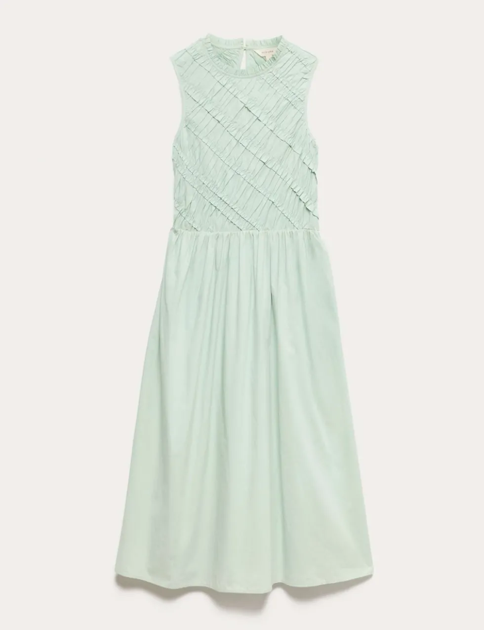 Pure Cotton Shirred Sleeveless Midi Dress