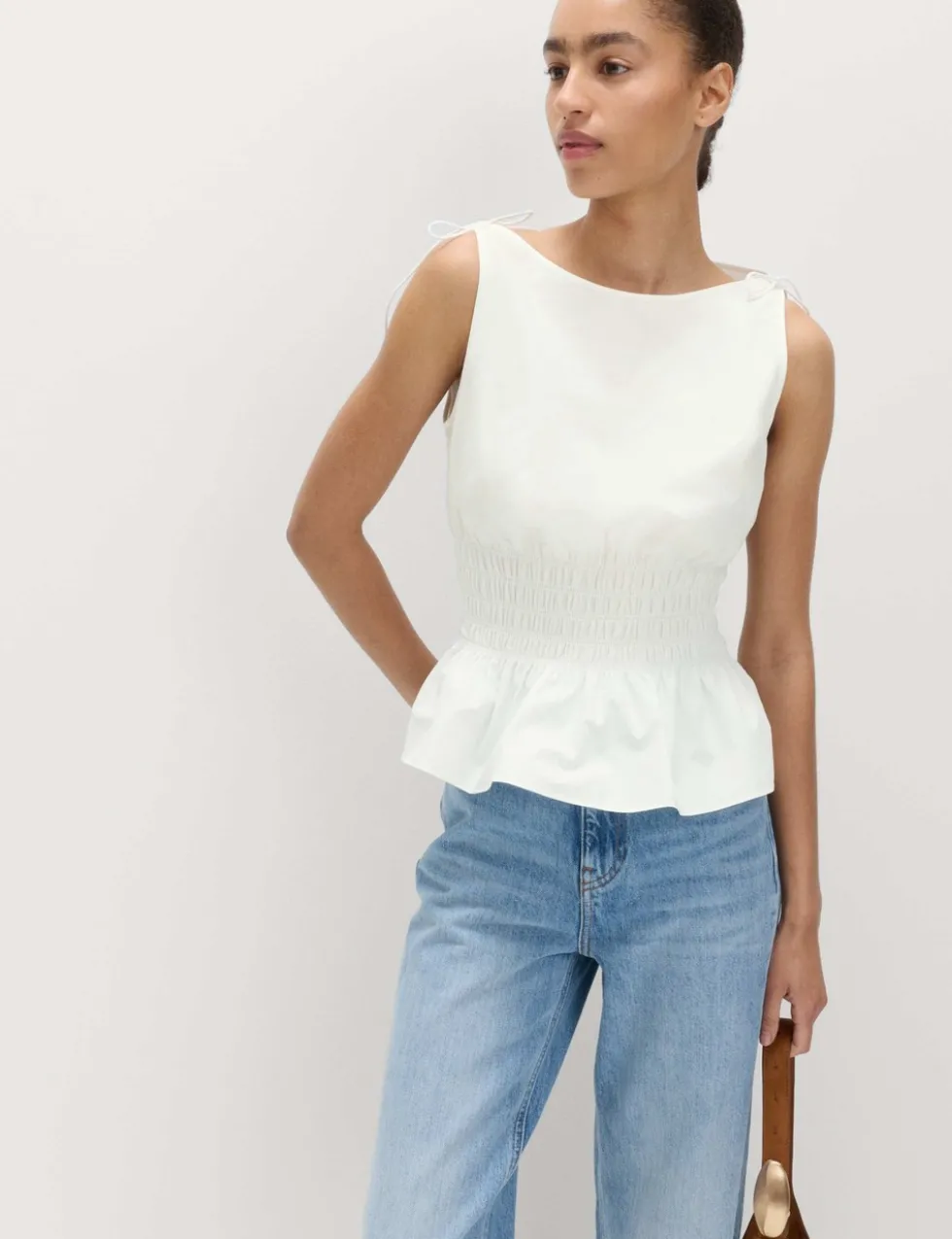 Pure Cotton Shirred Top