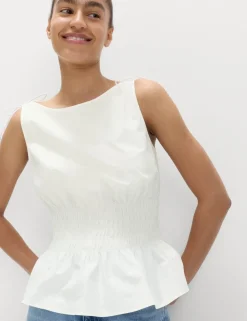Pure Cotton Shirred Top