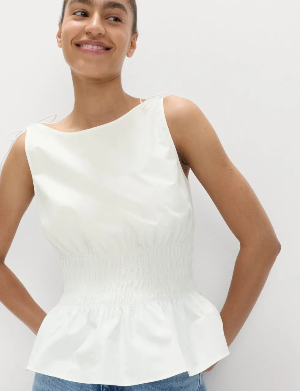 Pure Cotton Shirred Top