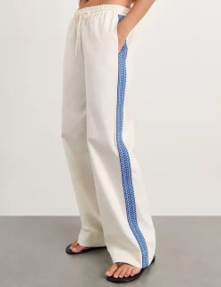 Pure Cotton Side Stripe Straight Leg Trousers
