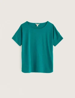 Pure Cotton Slash Neck Relaxed T-Shirt