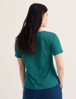 Pure Cotton Slash Neck Relaxed T-Shirt
