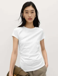 Pure Cotton Slim Fit Ruched T-Shirt