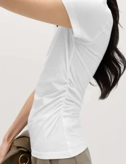 Pure Cotton Slim Fit Ruched T-Shirt