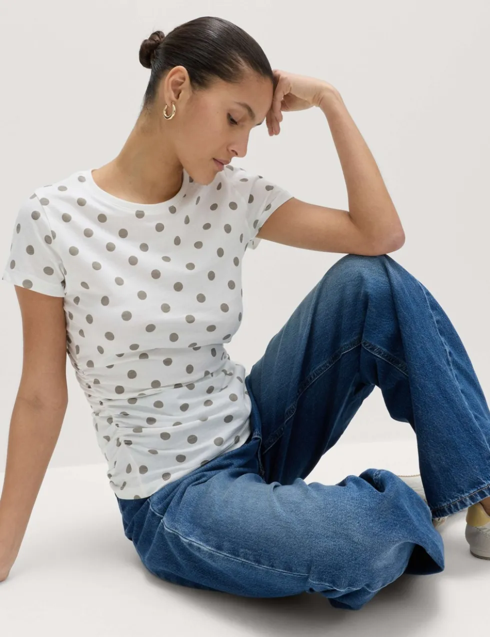 Pure Cotton Slim Fit Ruched T-Shirt