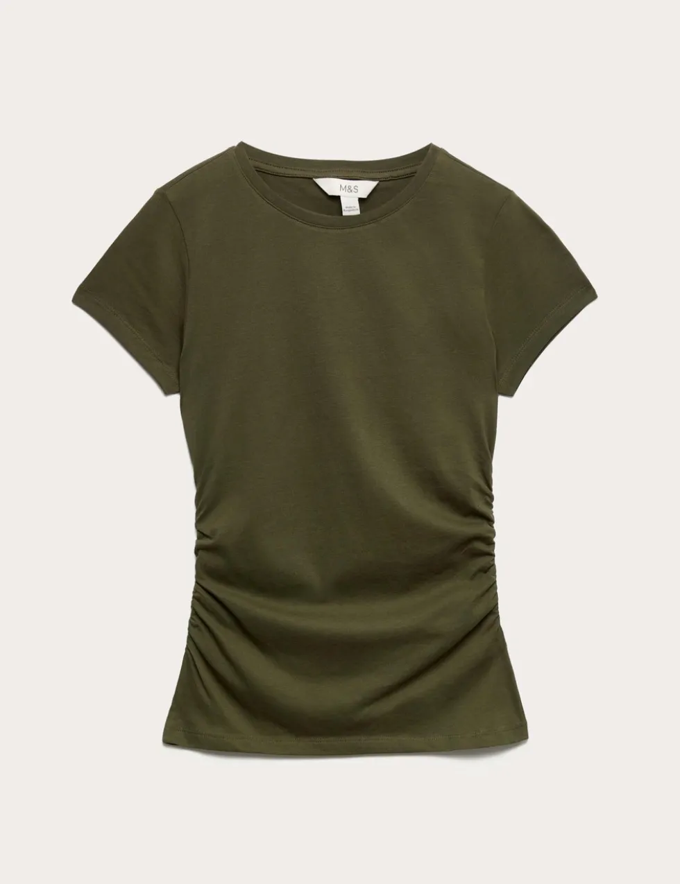 Pure Cotton Slim Fit Ruched T-Shirt