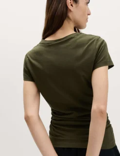 Pure Cotton Slim Fit Ruched T-Shirt