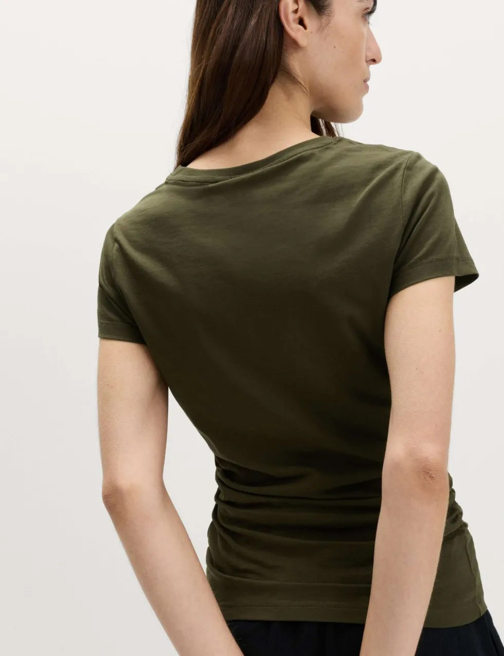 Pure Cotton Slim Fit Ruched T-Shirt