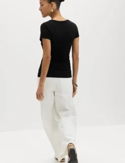Pure Cotton Slim Fit Ruched T-Shirt