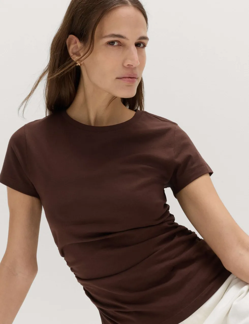 Pure Cotton Slim Fit Ruched T-Shirt