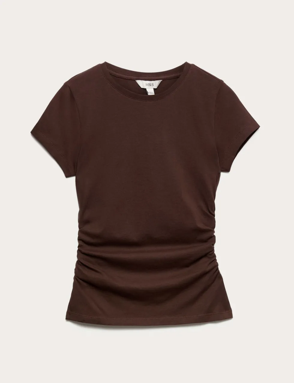 Pure Cotton Slim Fit Ruched T-Shirt