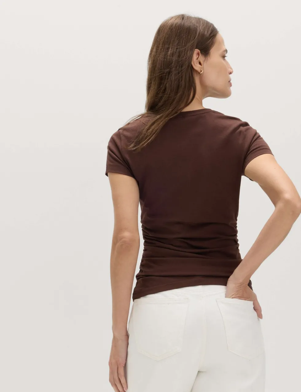Pure Cotton Slim Fit Ruched T-Shirt