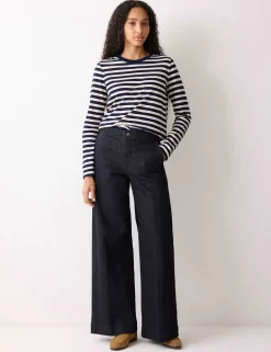 Pure Cotton Slub Striped Slim Fit Top