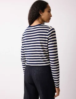 Pure Cotton Slub Striped Slim Fit Top