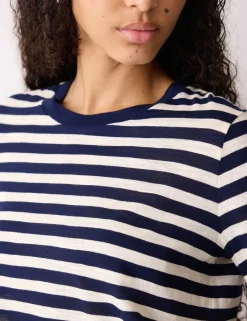 Pure Cotton Slub Striped Slim Fit Top