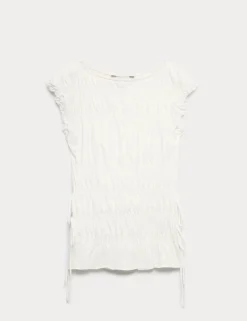 Pure Cotton Smocked Detail Top