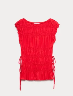 Pure Cotton Smocked Detail Top