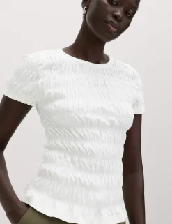 Pure Cotton Smocked Detail Top