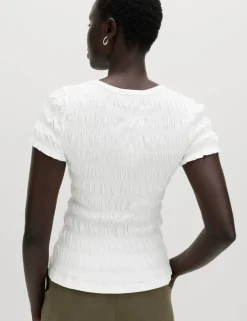 Pure Cotton Smocked Detail Top