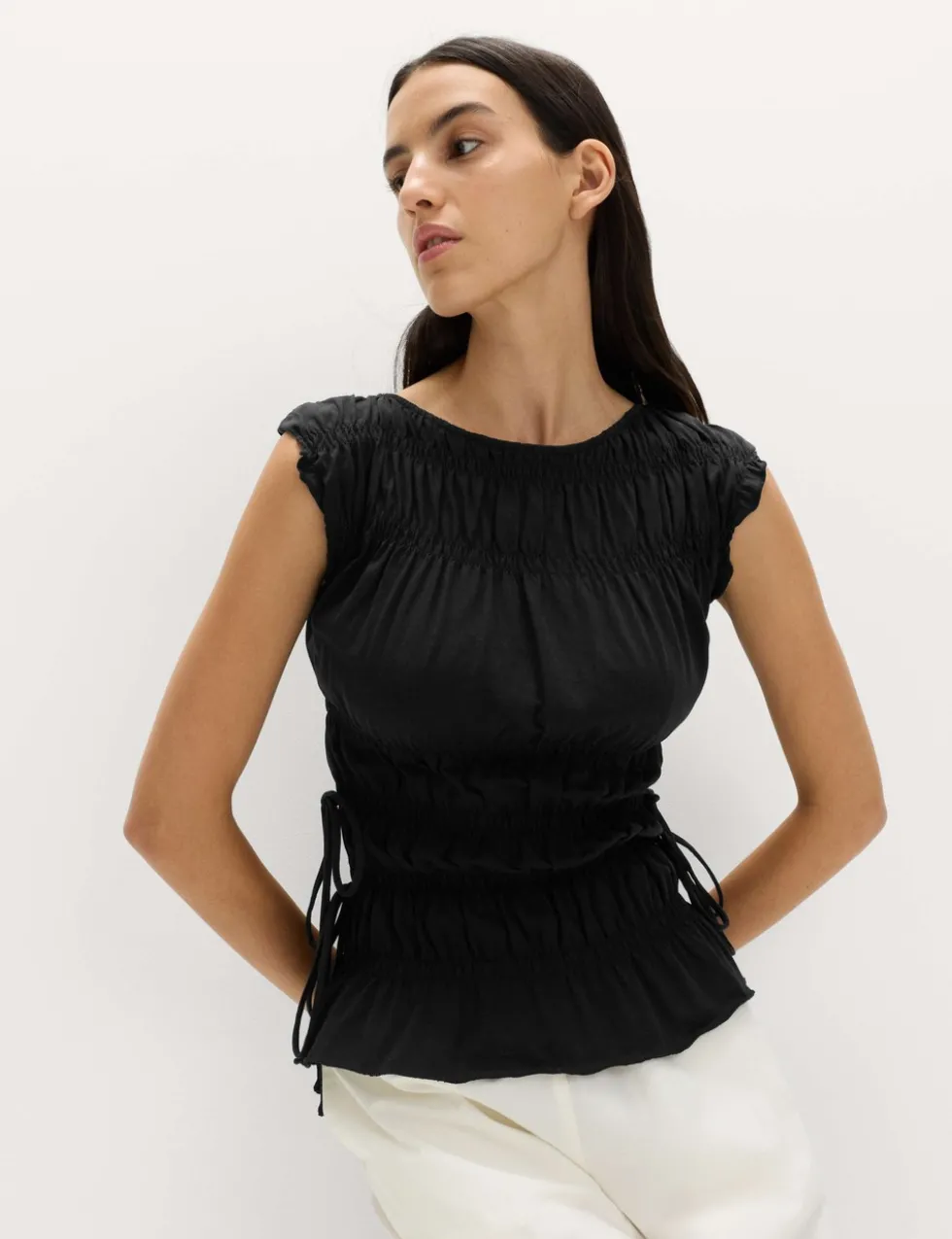 Pure Cotton Smocked Detail Top