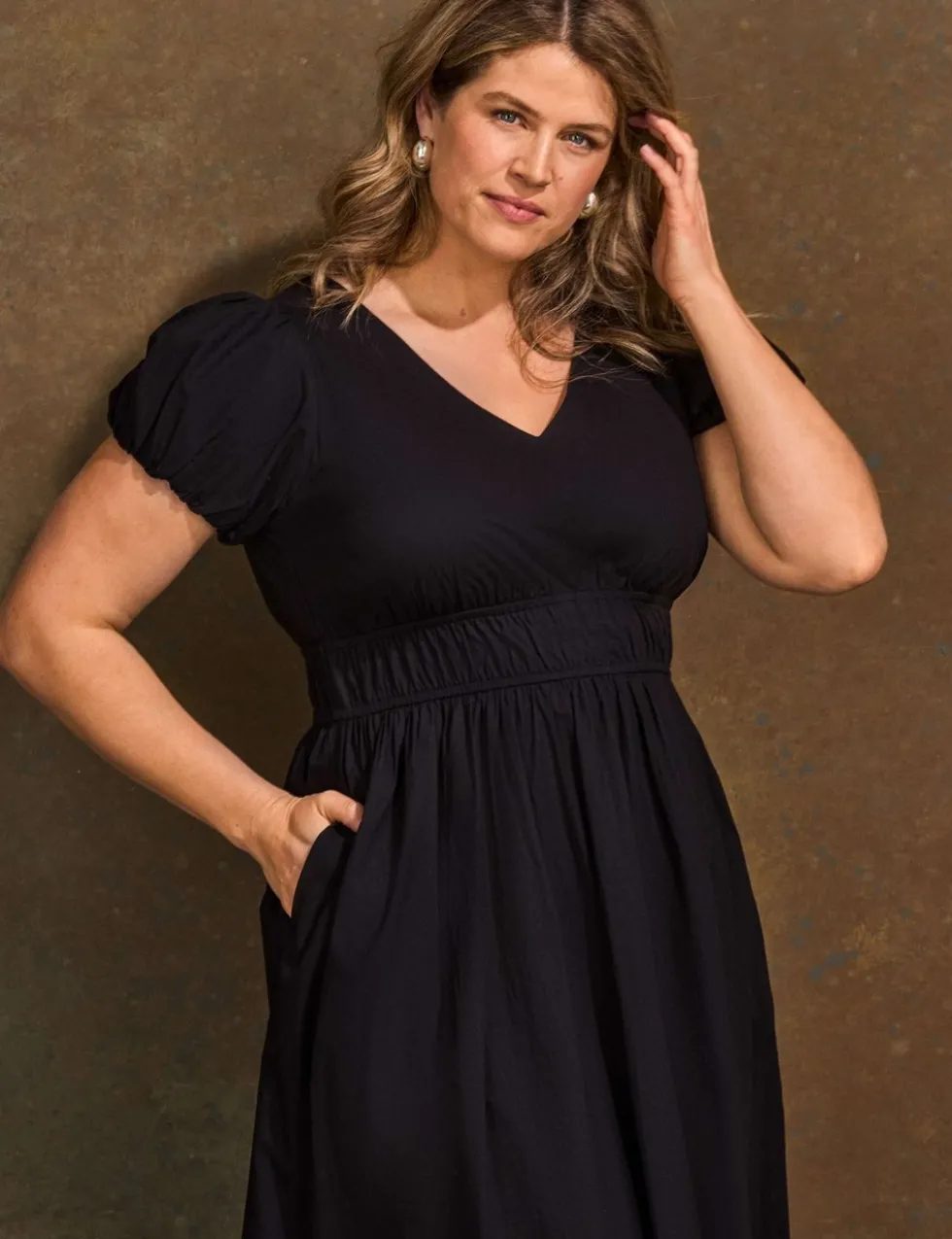 Pure Cotton Smocked Waist Midaxi Dress