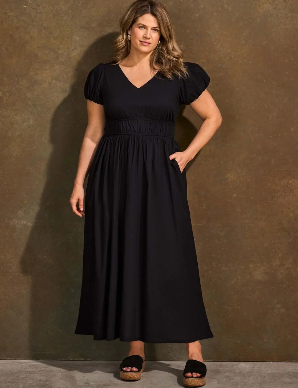 Pure Cotton Smocked Waist Midaxi Dress
