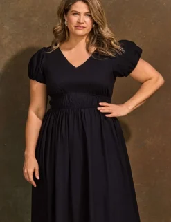Pure Cotton Smocked Waist Midaxi Dress