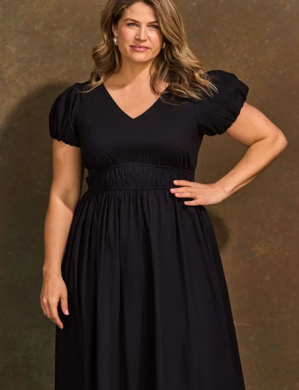 Pure Cotton Smocked Waist Midaxi Dress