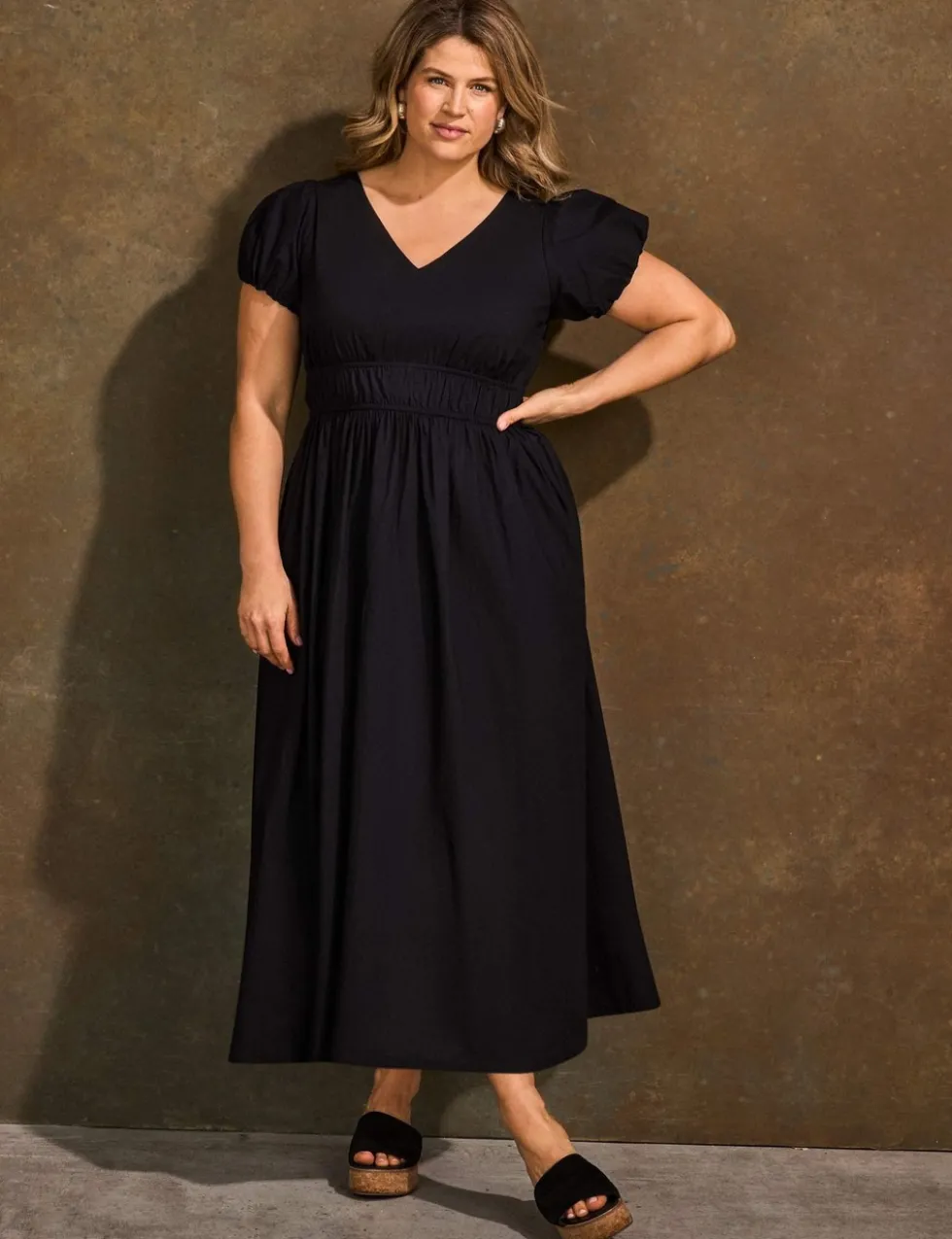 Pure Cotton Smocked Waist Midaxi Dress