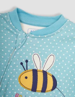 Pure Cotton Spot Bee Applique Zip Sleepsuit (0-12 Mths)