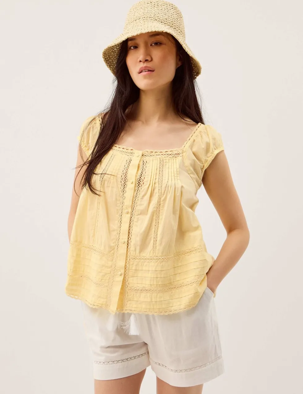 Pure Cotton Square Neck Blouse