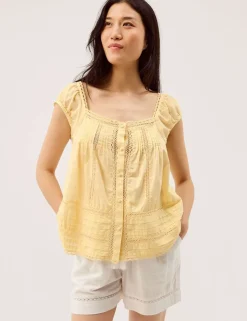 Pure Cotton Square Neck Blouse