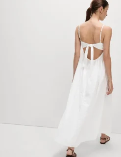 Pure Cotton Square Neck Maxi Beach Dress