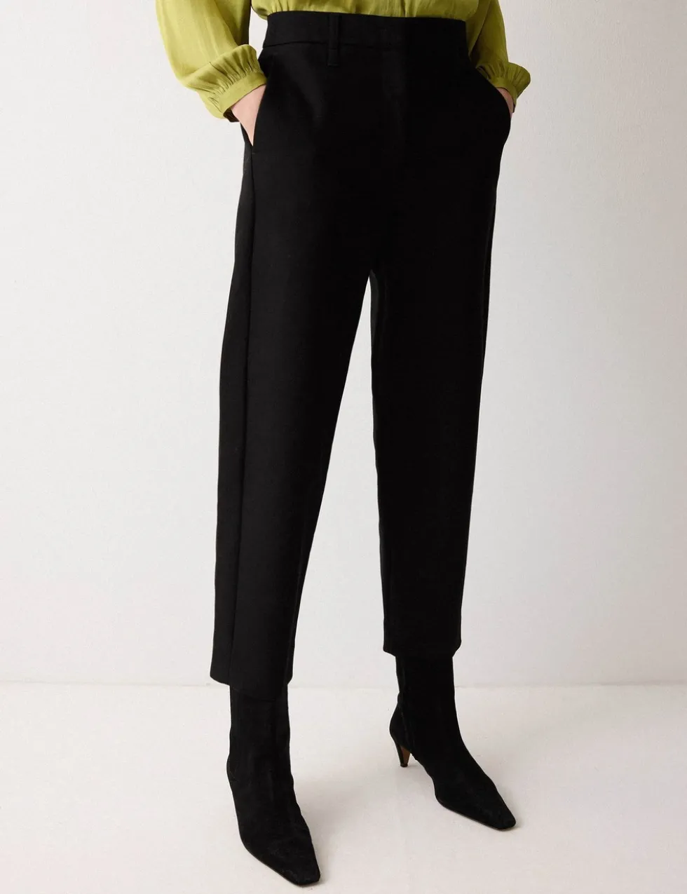 Pure Cotton Straight Leg Cropped Trousers