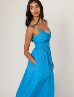 Pure Cotton Strappy Midi Skater Dress