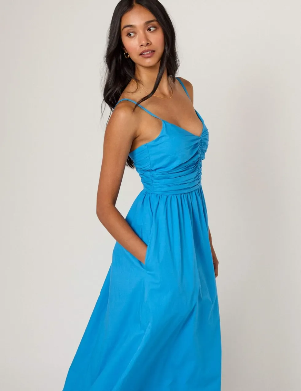 Pure Cotton Strappy Midi Skater Dress