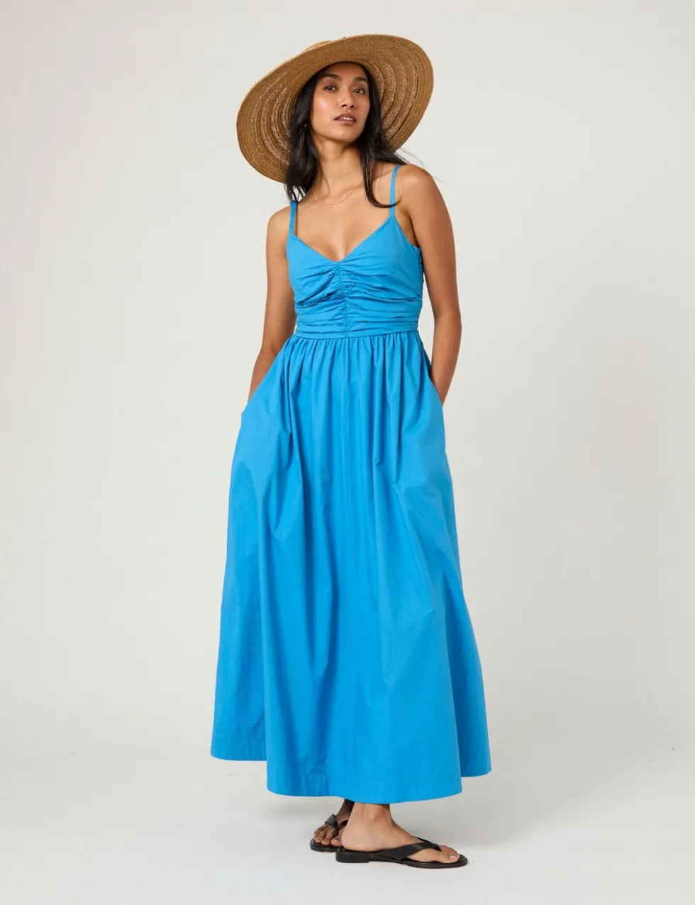 Pure Cotton Strappy Midi Skater Dress