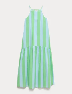Pure Cotton Strappy Square Neck Beach Dress